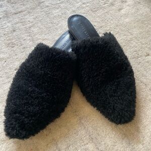 Jenni Kayne Black Shearling Mules